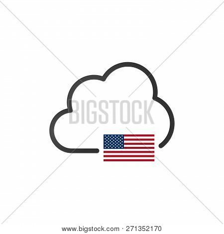 United States Cloud Domain Server Or Storage. Vpn Concept. Us Flag.