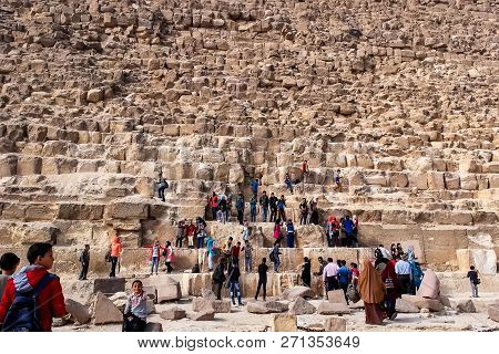 Giza Museum Complex, Egypt - 27 August 2017: Pyramids Of Giza. Great Pyramids Of Egypt. The Seventh 