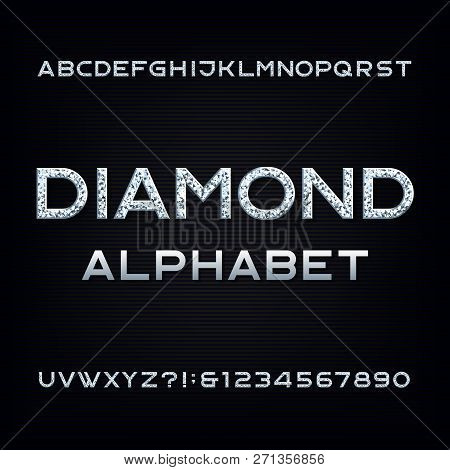 Diamond Alphabet Font. Glamour Crystal Letters And Numbers. Stock Vector Typescript For Your Design.