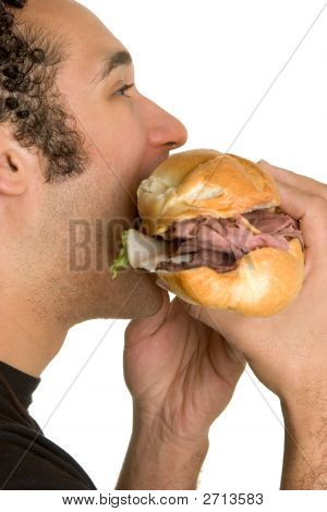 Mand nyder stor Sandwich