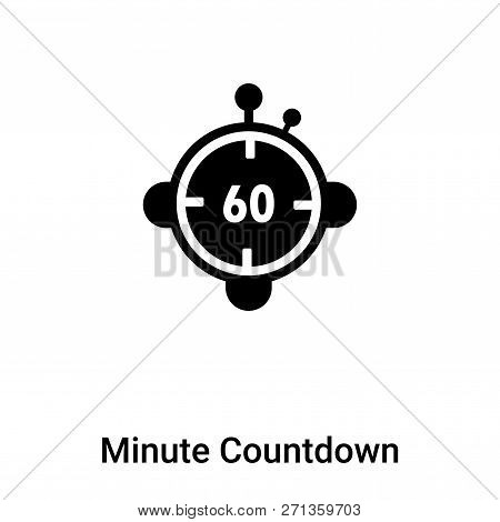Minute Countdown Icon In Trendy Design Style. Minute Countdown Icon Isolated On White Background. Mi
