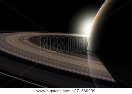 The Planet Of Saturn. Rings Of The Planet Saturn. Computer Graphics.