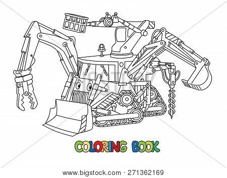 Funny Small Bulldozer Multi Tool Coloring Book