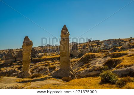 Cappadocia, Anatolia, Turkey: Small Valley Of Love. Beautiful Landscape With Mountains In Summer In 