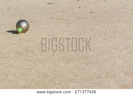 Petanque Balls On The Game Track While The Match Is Played