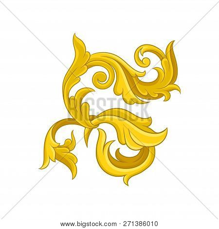 Goldern Baroque Ornament. Vintage Floral Pattern In Victorian Style. Decorative Vector Element For W
