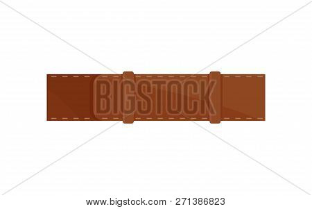 Classic Men Brown Belt. Stylish Waistband. Leather Accessory. Element Of Clothing. Flat Vector Icon