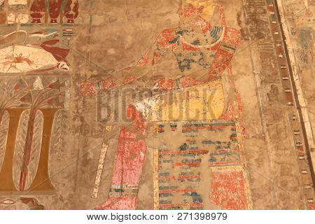 Buildings And Columns Of Ancient Egyptian Megaliths. Ancient Ruins Of Egyptian Buildings