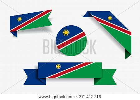 Namibian Flag Stickers And Labels. Vector Illustration.