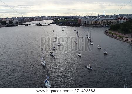 St. Petersburg, Russia - July 24, 2017: Festival Of Yachts In St. Petersburg On The River Neve. Sail