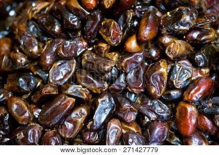 Background Of Dried Dates Fruit, At The Open Air Market
