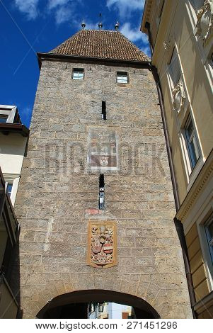 The Bozener Tor (bozen Gate), Meran (south Tyrol, Italy) Dates To The 14th Century And Is Located To