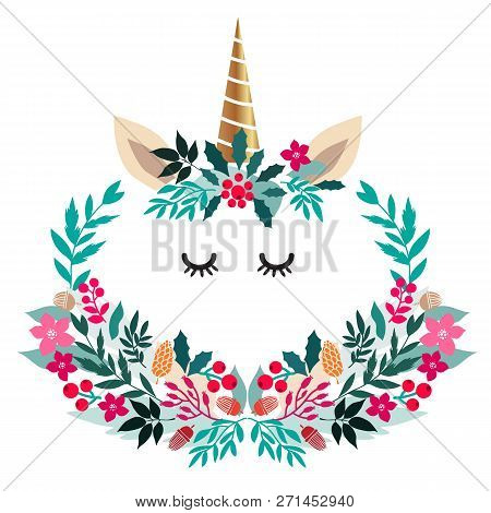Merry Christmas. Hand Drawn Christmas  Card With Reindeer. Holiday Art Background. Unique Hand Drawn