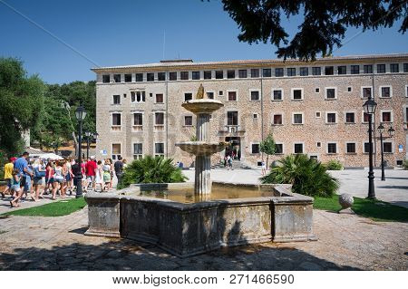 Mallorca, Spain - July 19, 2013: Santuari De Lluc. View Of The Famous Monastery On The Island Of Mal