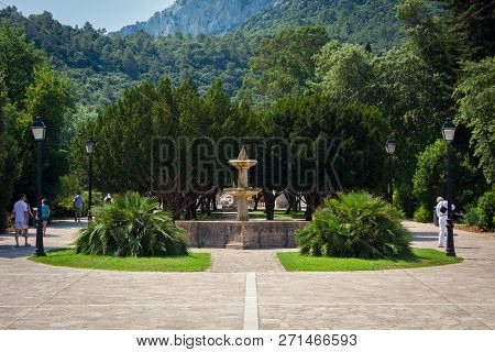 Mallorca, Spain - July 19, 2013: Santuari De Lluc. View Of The Famous Monastery On The Island Of Mal