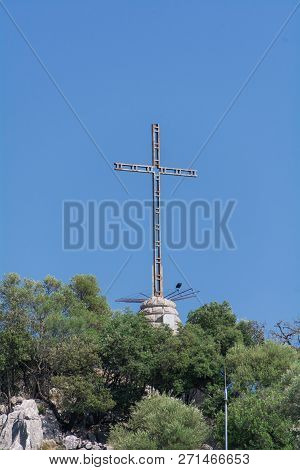Mallorca, Spain - July 19, 2013: Santuari De Lluc. View Of The Famous Monastery On The Island Of Mal