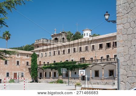 Mallorca, Spain - July 19, 2013: Santuari De Lluc. View Of The Famous Monastery On The Island Of Mal