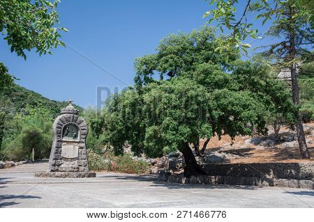 Mallorca, Spain - July 19, 2013: Santuari De Lluc. View Of The Famous Monastery On The Island Of Mal