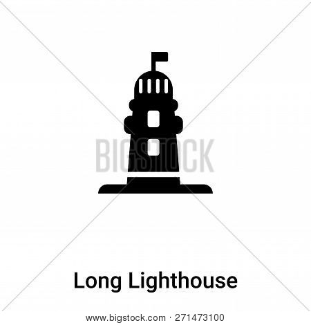 Long Lighthouse Icon In Trendy Design Style. Long Lighthouse Icon Isolated On White Background. Long