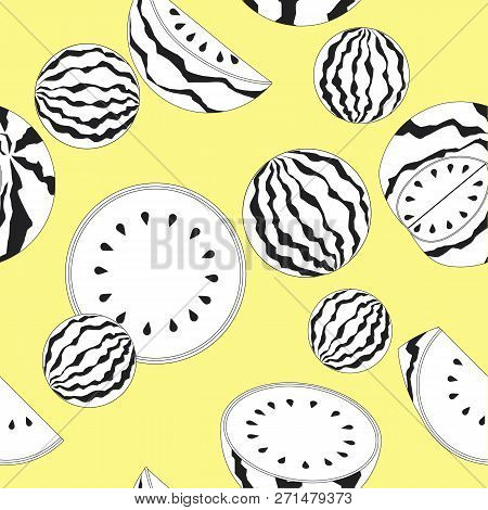 Seamless Watermelon Pattern In Black And White