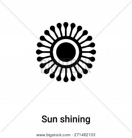 Sun Shining Icon In Trendy Design Style. Sun Shining Icon Isolated On White Background. Sun Shining 