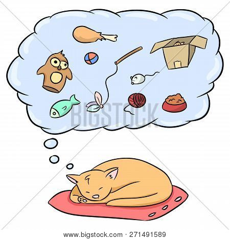 A Cute Abstract Orange Tabby Cat Is Sleeping And Seeing Dreams