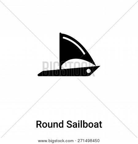 Round Sailboat Icon In Trendy Design Style. Round Sailboat Icon Isolated On White Background. Round 