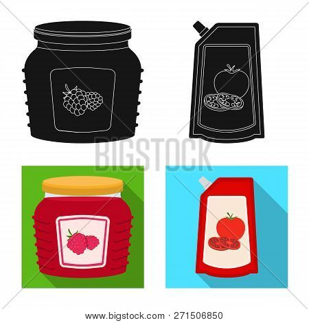 Vector Illustration Of Can And Food Symbol. Collection Of Can And Package Stock Vector Illustration.