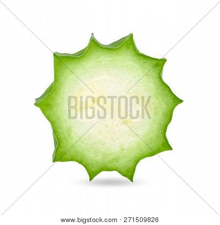 Slice Luffa Acutangula Isolated On White Clipping Path.