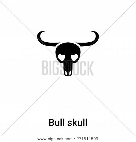 Bull Skull Icon In Trendy Design Style. Bull Skull Icon Isolated On White Background. Bull Skull Vec