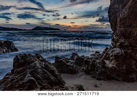 Beach On The Shores Of The Adaman Sea, Nature. Phuket, Thailand.