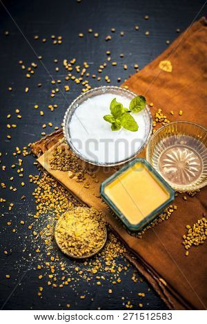 Herbal And Organic Home Remedy For Hair Fall I.e. Egg White Mixed With Curd And Fenugreek Seeeds In