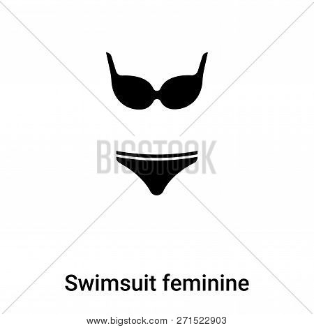 Swimsuit Feminine Icon In Trendy Design Style. Swimsuit Feminine Icon Isolated On White Background. 