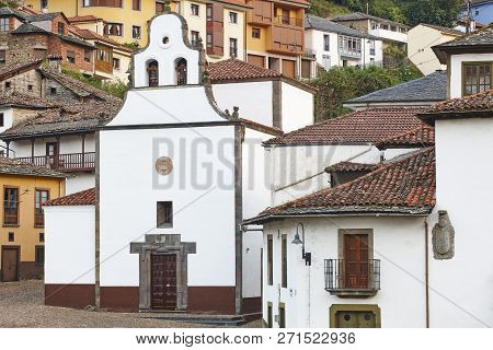 Traditional Village In Spain With Antique Church, Cangas Narcea