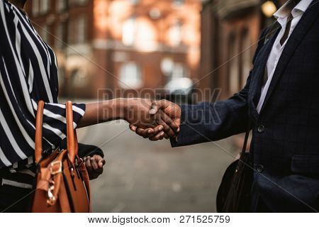 New business acquaintances shaking hands