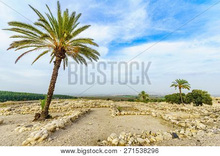 Archaeological Remains In Tel Megiddo National Park. Northern Israel