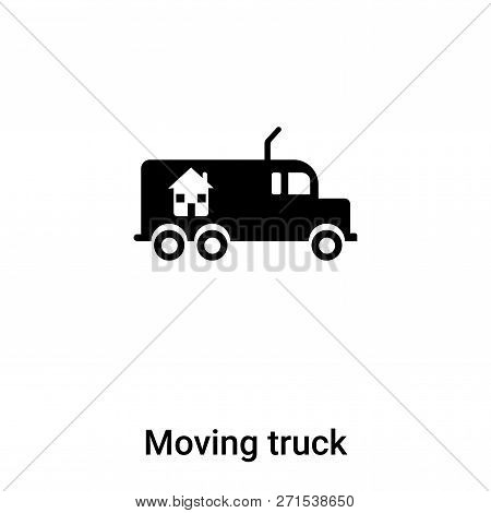 Moving Truck Icon In Trendy Design Style. Moving Truck Icon Isolated On White Background. Moving Tru