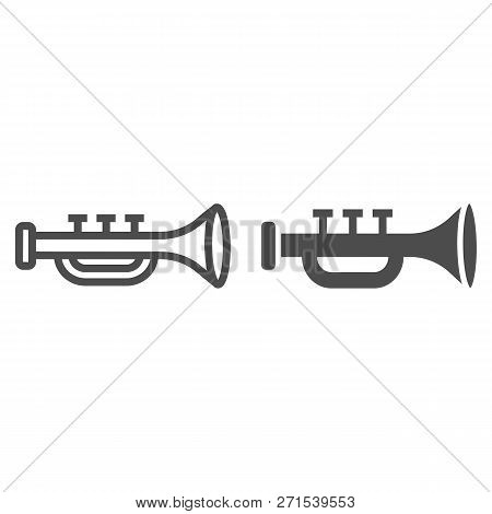 Trumpet Line And Glyph Icon, Musical And Instrument, Bugle Sign, Vector Graphics, A Linear Pattern O