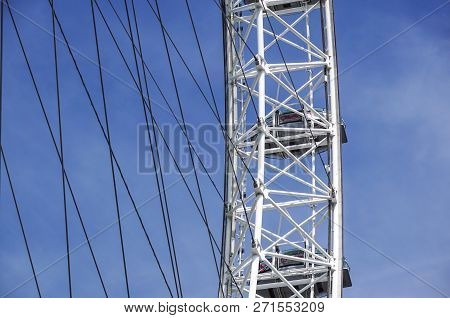 London, United Kingdom - May 6: Detail Of London Eye On May 6, 2011 In London, Uk. London Eye Is The