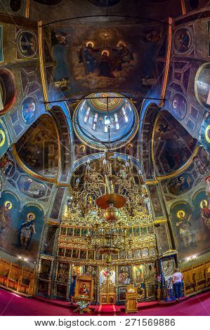Bucharest, Romania - July 16, 2018: Inside Of The Orthodox Church Of Zlatari Located On Calea Victor