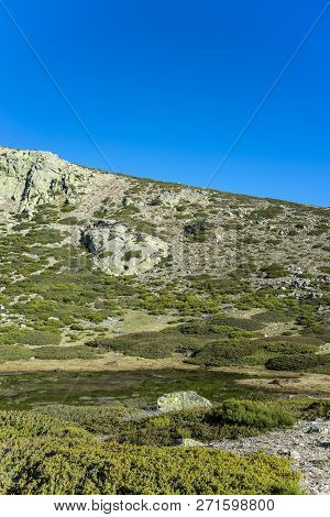 Glacial Lagoon Next To The Pico Del Nevero (snowfield Peak; 2.209 Metres), In Guadarrama Mountains N