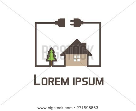 Electric House, Maintenance Logo	- White Background Illustartion Design