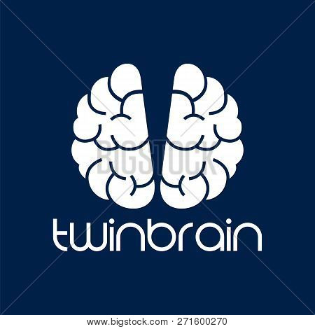 Vector Twin Brain Photography Logo Design Template. White Color.