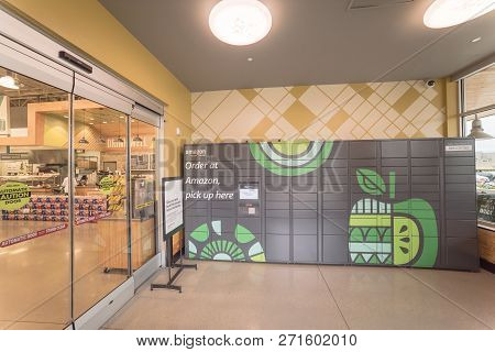 Amazon Locker Self-service Parcel Delivery, Pickup At Whole Foods Store Entrance