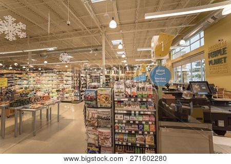 Amazon Prime Logo Inside Whole Foods Store Near Dallas, Texas, Usa