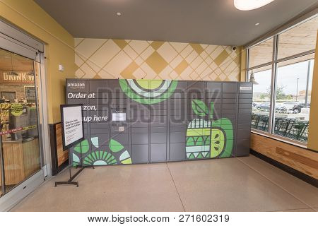 Amazon Locker Self-service Parcel Delivery, Pickup At Whole Foods Store Entrance