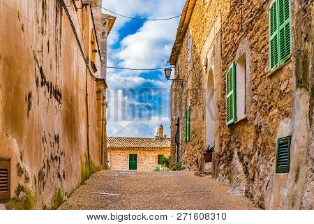 Romantic Street View Of The Old Village Of Capdepera On Majorca Island, Spain