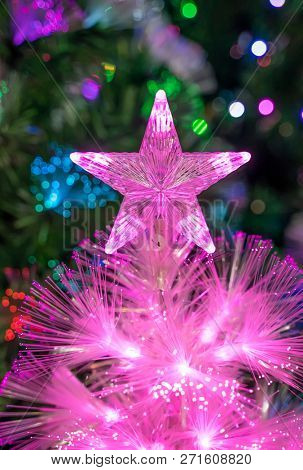 fiber optic decorated Christmas Tree with dectoration