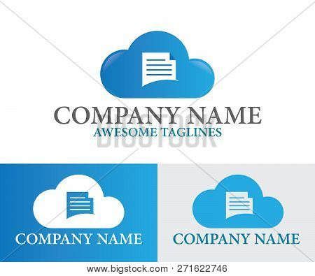 Document Cloud Logo Design Template Flat Style Design. Vector Illustration