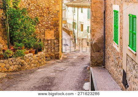 Mediterranean Village Banyalbufar On Majorca, Spain Balearic Islands